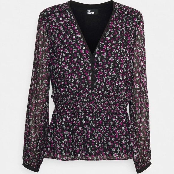 The Kooples Black and Pink Floral Blouse - Picture 13 of 13